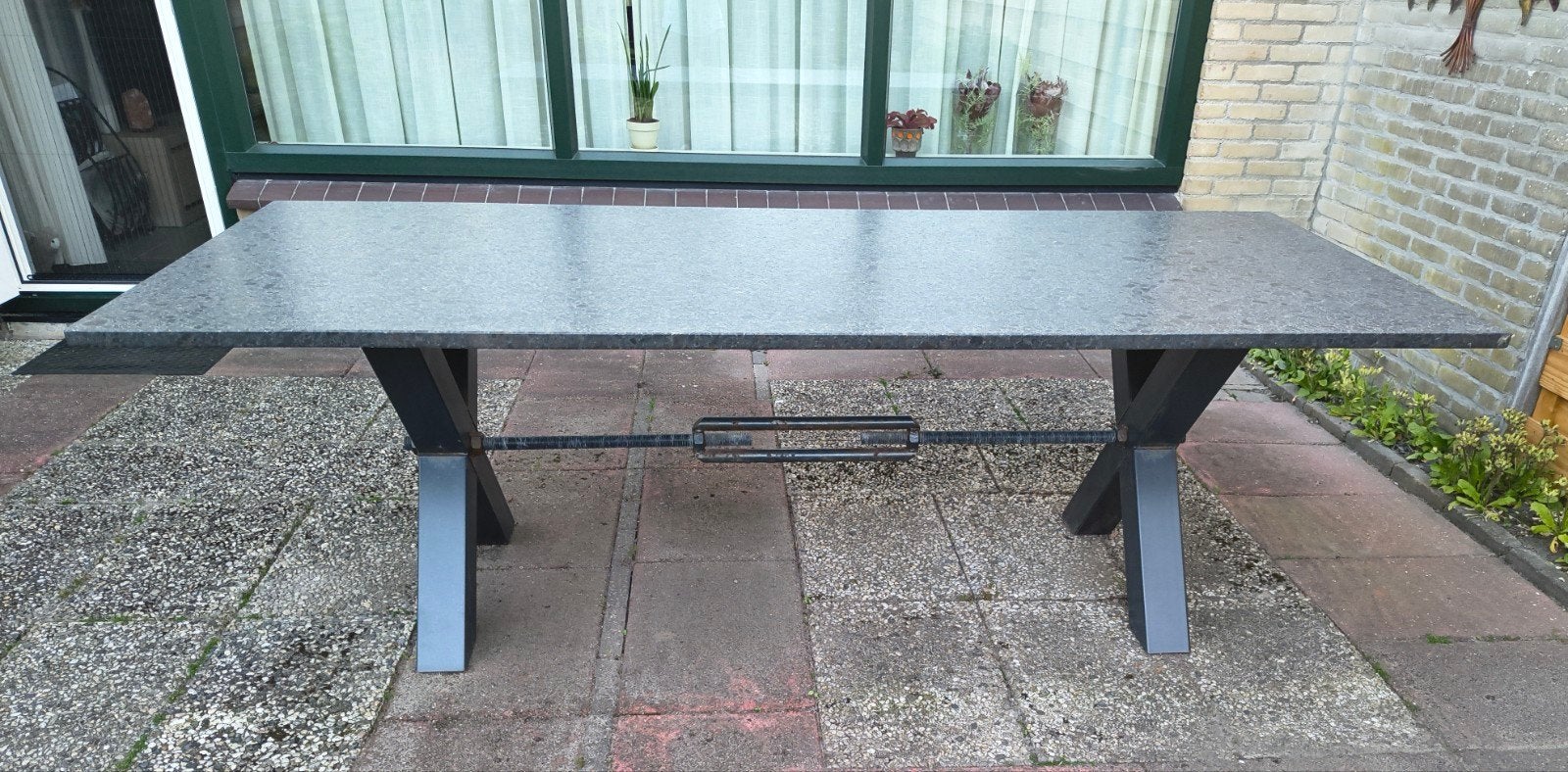 Granieten Tuintafel Newcastle Pearl Black Satinado 240x100, Tuin en Terras, Tuintafels, Ophalen