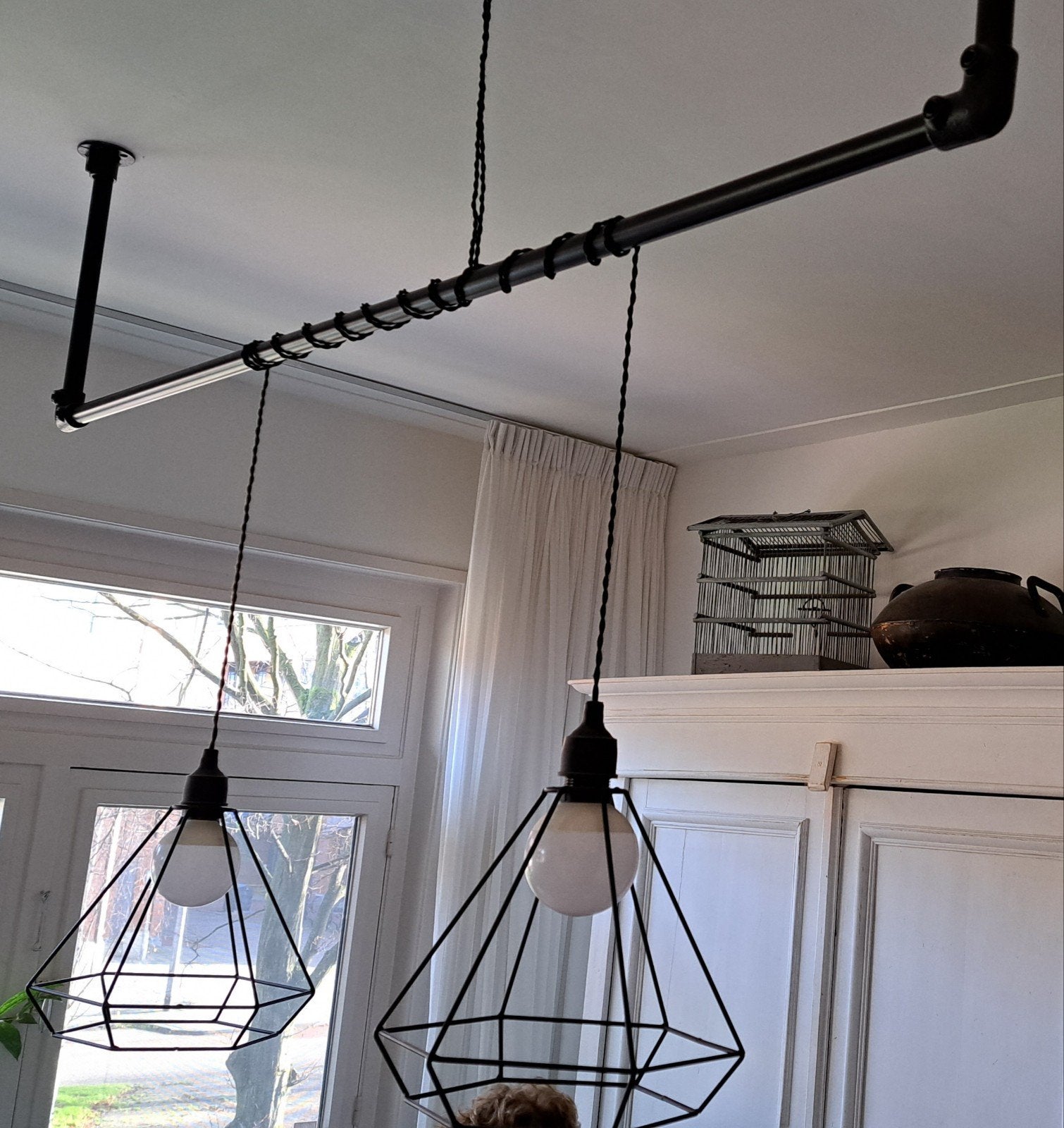 Hanglampen industriele look, Huis en Inrichting, Lampen | Hanglampen, Ophalen, Zo goed als nieuw, Minder dan 50 cm