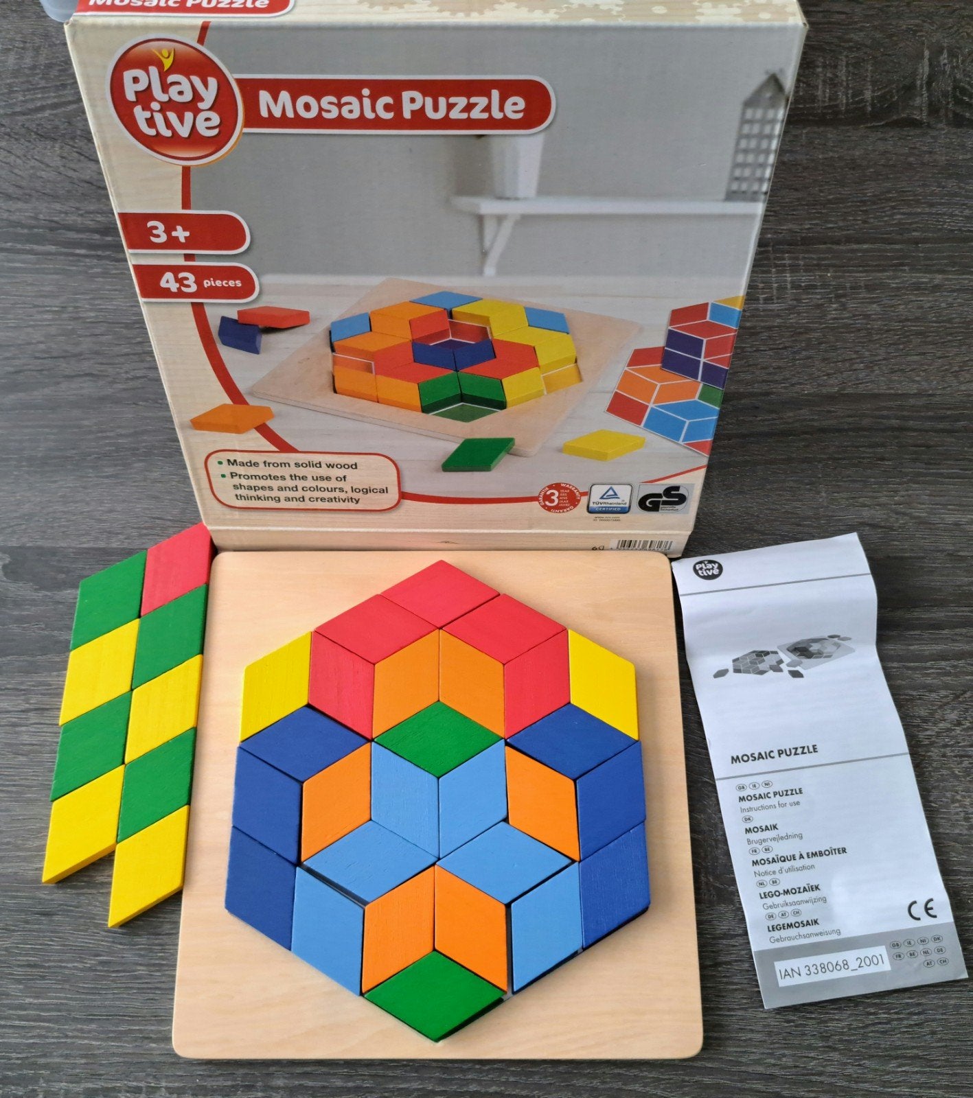 Playtive Mozaïek Puzzel - 43 Delen Houten Speelgoed, Ophalen of Verzenden, Zo goed als nieuw, Knutselen