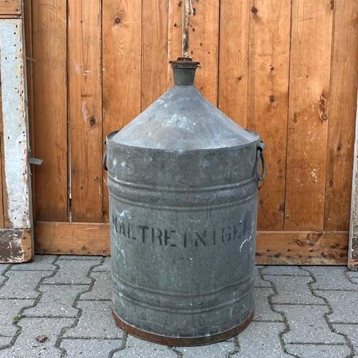 Bus kan ton zink oud brocante diameter 40 cm hoogte 70 cm, Antiek en Kunst, Ophalen of Verzenden