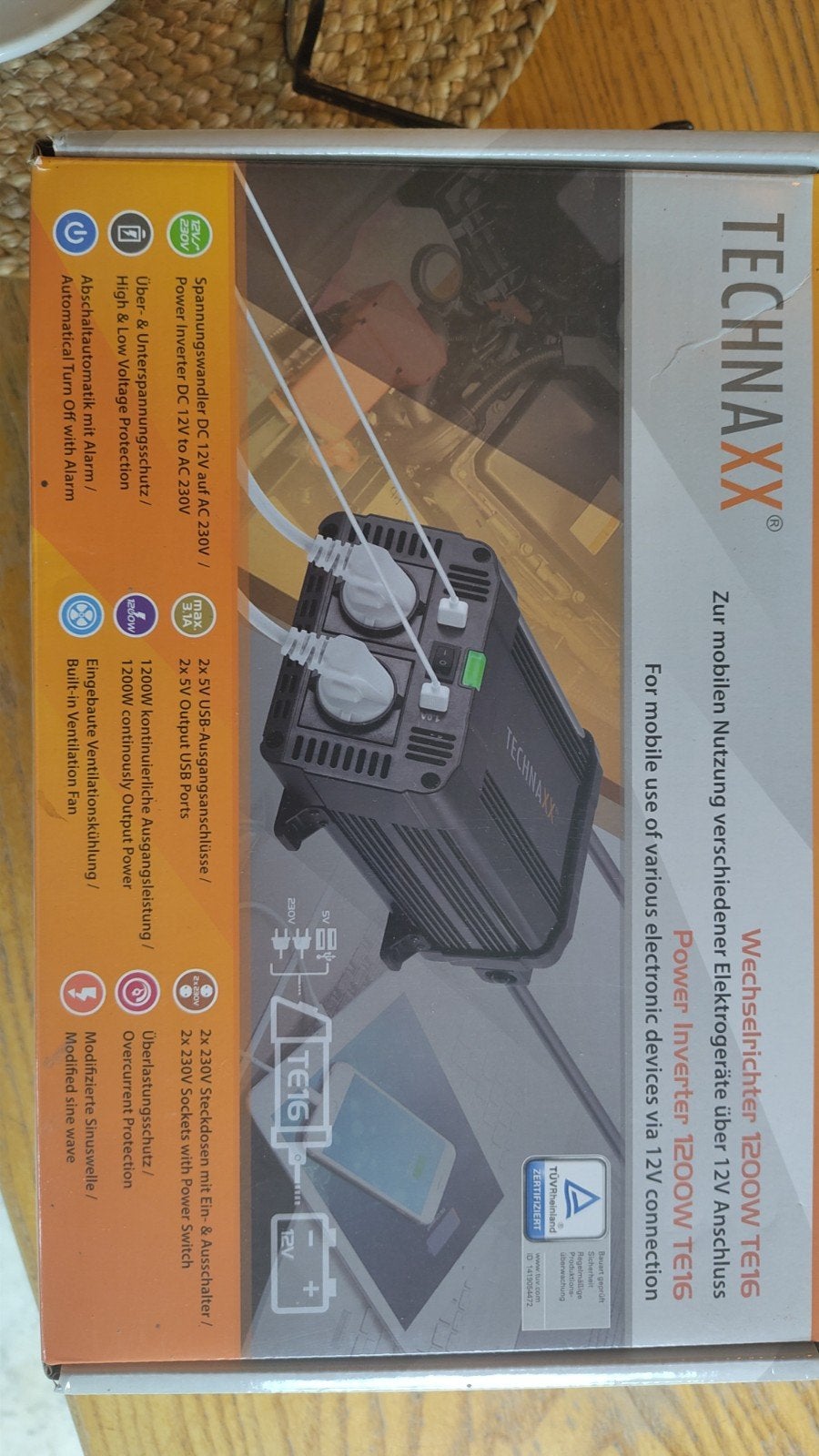 Technaxx TE16 Power Inverter 1200W - DC 12V naar AC 230V, Ophalen, Zo goed als nieuw
