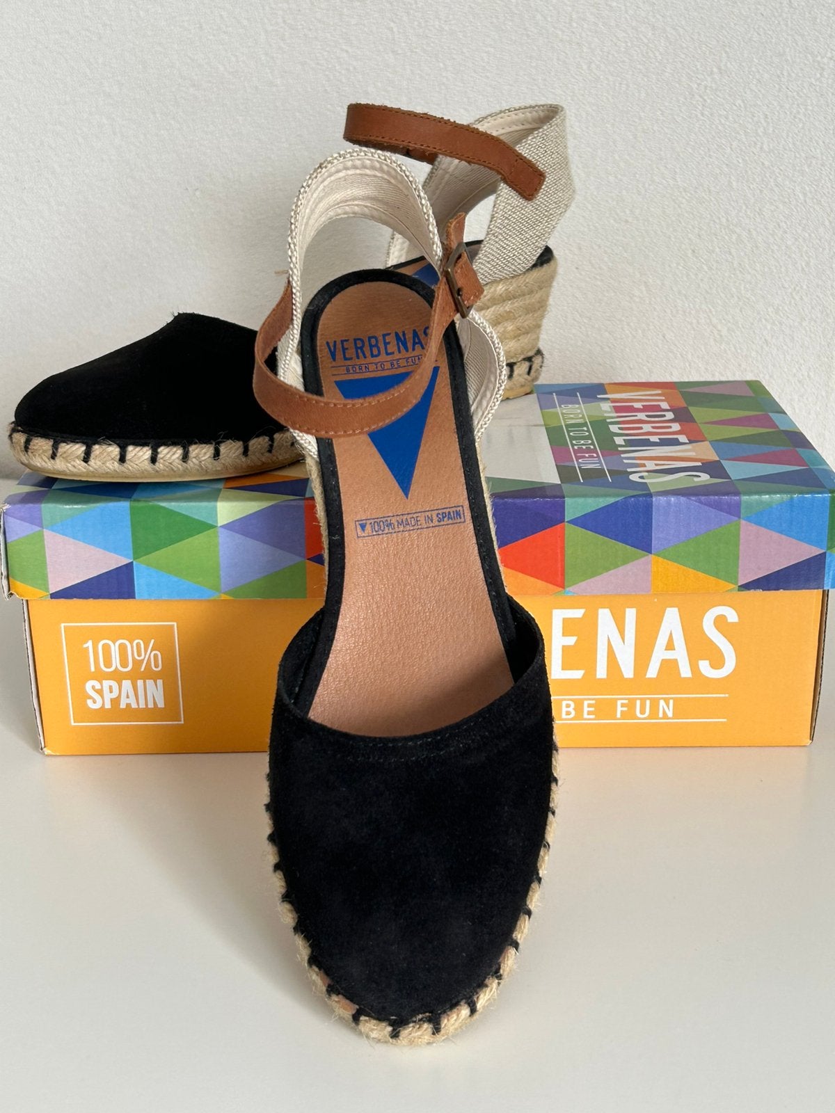 Espadrilles Verbenas Malena suède maat 38 in Nieuwstaat, Zwart, Ophalen of Verzenden, Zo goed als nieuw, Espadrilles of Moccasins