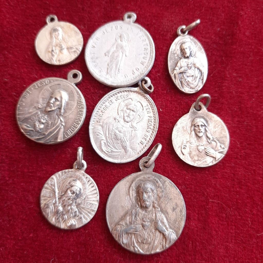 Acht Oude Rooms Katholieke Bedels Schapuliertjes, Verzenden, Gebruikt