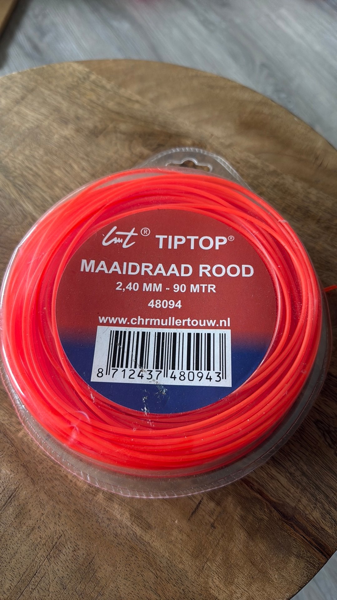 Maaidraad Rood 2.4 mm 90 Meter, Ophalen, 50 cm of meer
