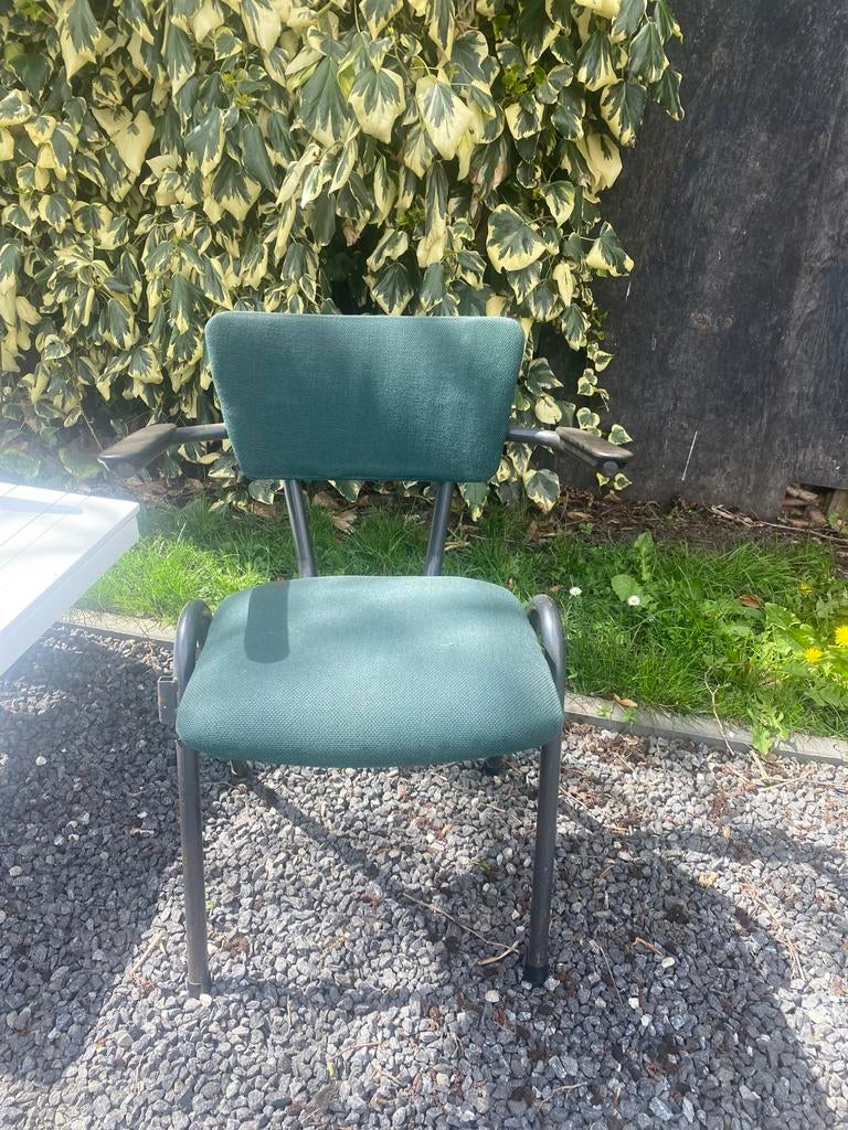 Gispen R5 fauteuil Retro stoel met groene bekleding, Gebruikt, Overige kleuren, Ophalen of Verzenden, Metaal