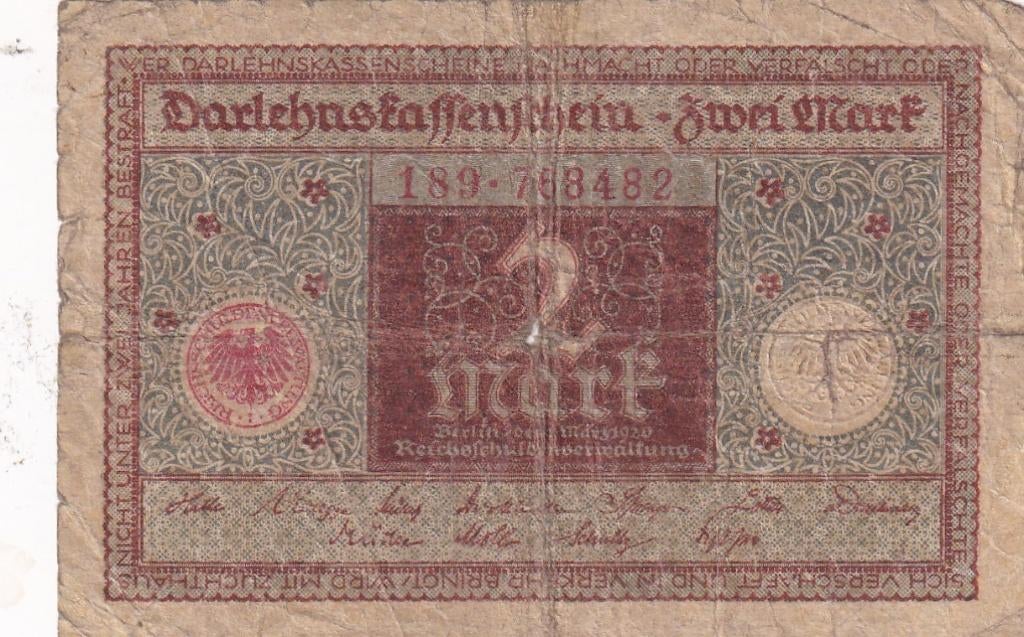 Duitsland 2 mark 1-3-1920, Postzegels en Munten, Bankbiljetten | Europa | Niet-Eurobiljetten, Verzenden, Duitsland, Los biljet