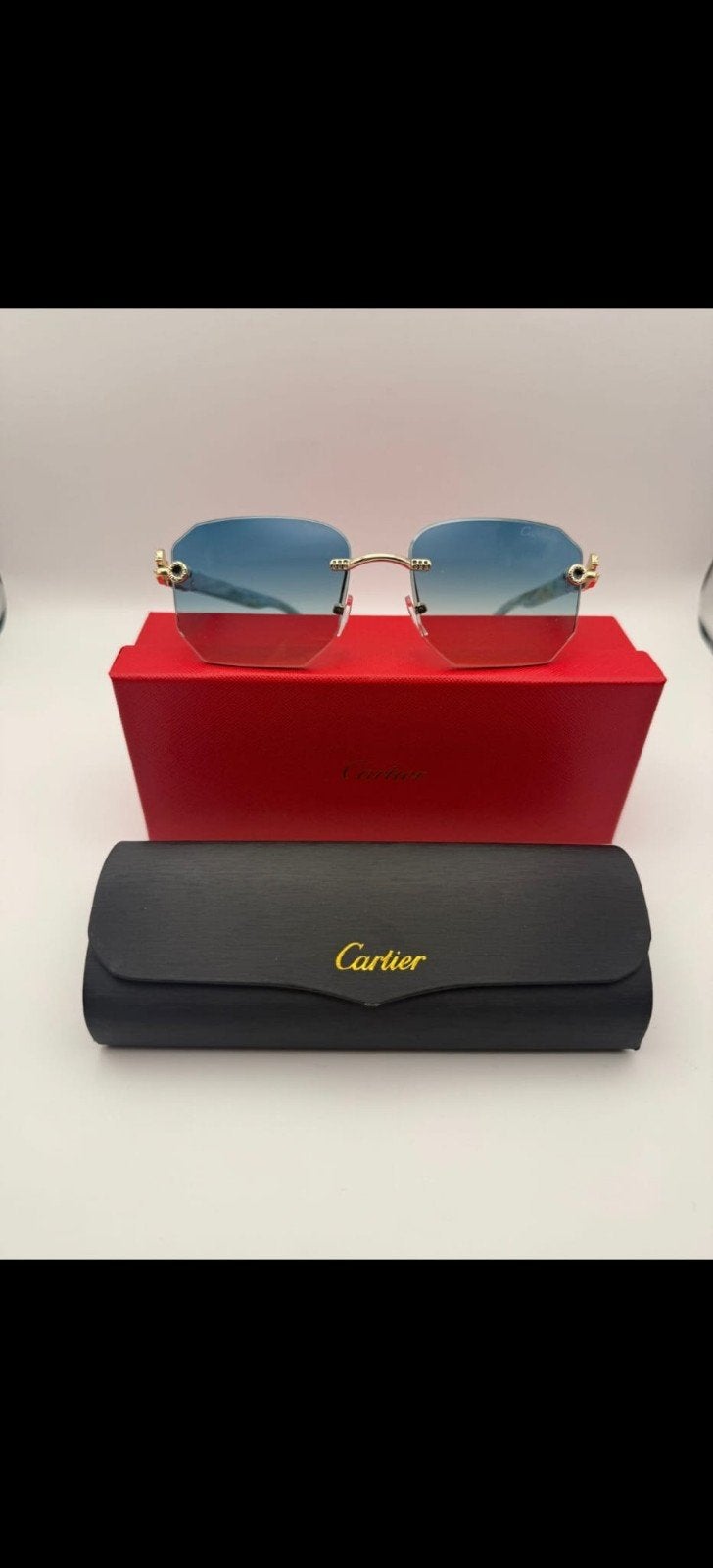 Nieuwe Cartier zonnebril met blauwe glazen - 4 VOOR 100, Overige merken, Zonnebril, Blauw, Nieuw