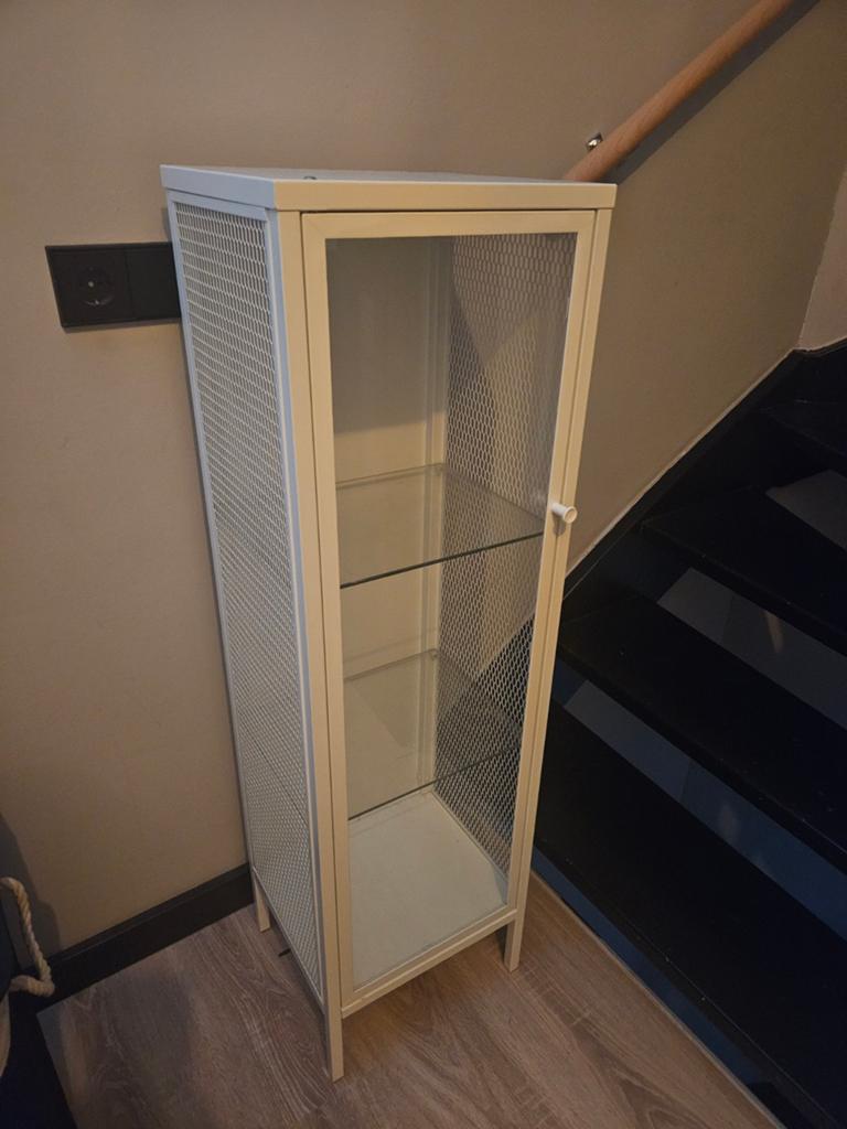 IKEA VITTSJÖ Vitrinekast - Wit metaal en glas, Ophalen, Minder dan 50 cm, Modern, Industrieel, Glas