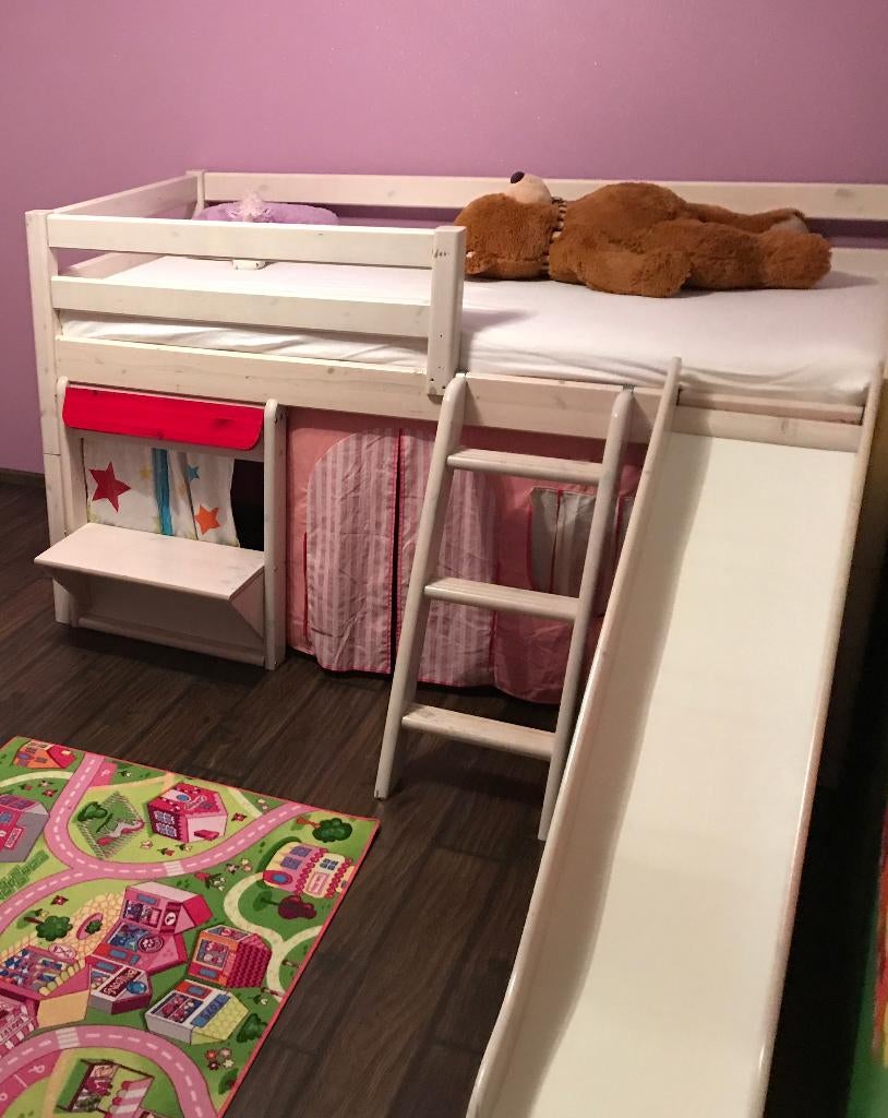 FLEXA Glijbaanbed / Hoogslaper met veel accessoires, Kinderen en Baby's, Kinderkamer | Stapelbedden en Hoogslapers, Ophalen, Gebruikt