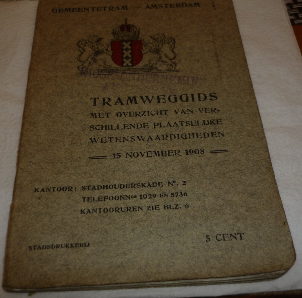 TRAMWEGGIDS uit 1908, Gemeente Tram Amsterdam ( 57 pag. ), Ophalen of Verzenden, Gebruikt, Tram, Overige typen