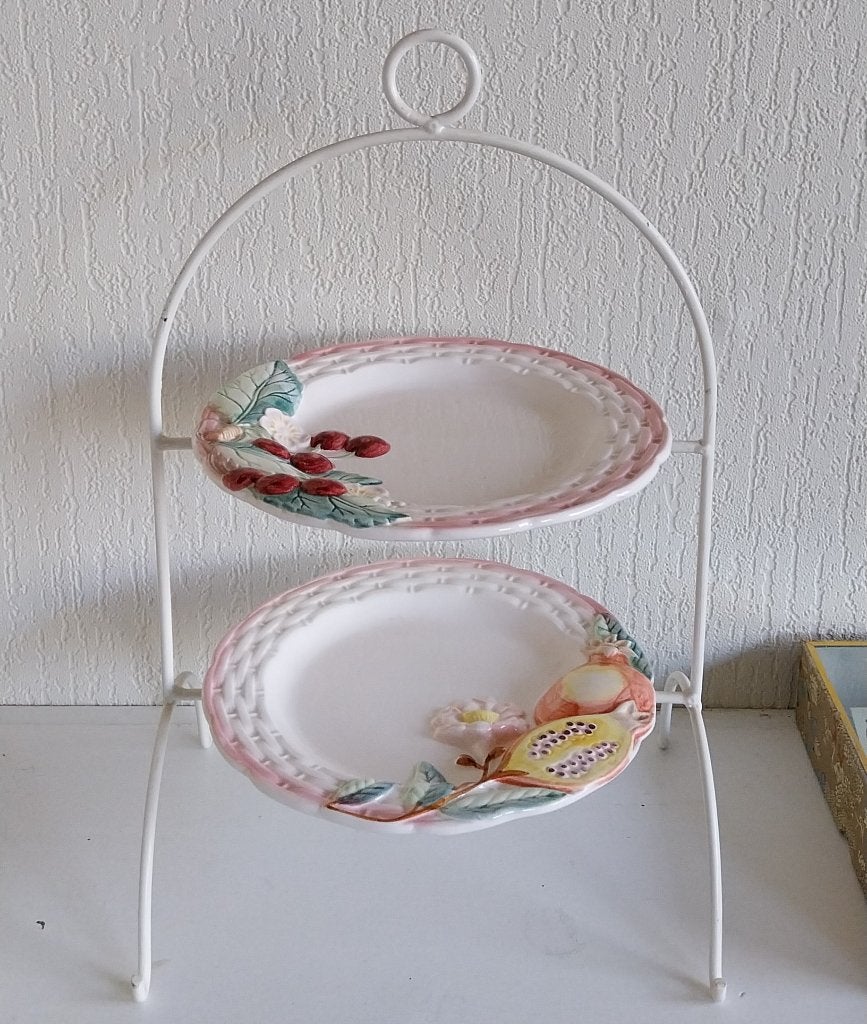 Etagère, 2 st. barbotine /majolica borden, Francesco Guarino, Ophalen of Verzenden, Gebruikt