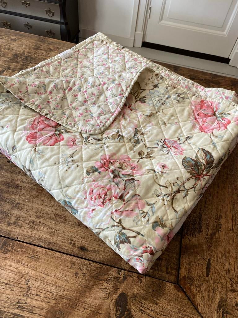 Romantische Clayre & Eef sprei/quilt met bloemenprint, Ophalen of Verzenden