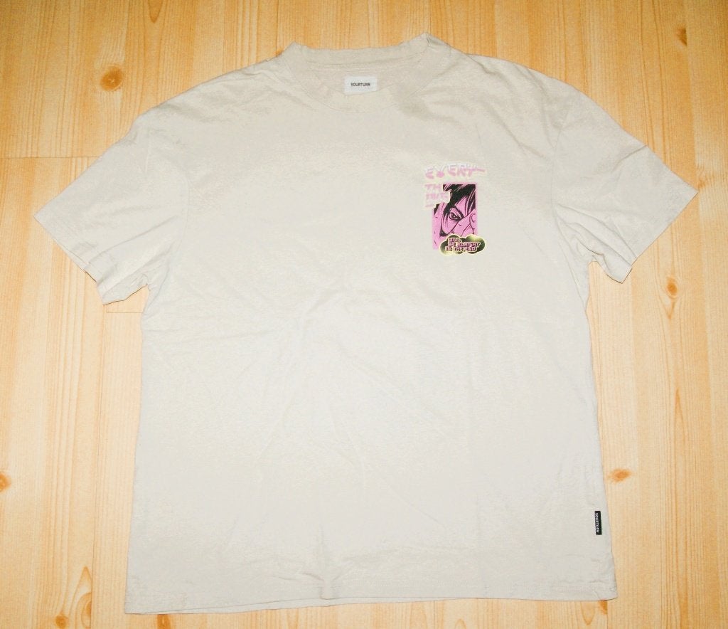 Yourturn ruimvallend t-shirt maat S met opdruk vóór en ach, Beige, Yourturn, Ophalen of Verzenden, Gedragen