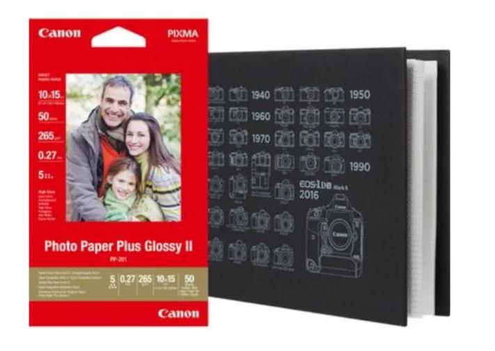 Canon - Foto album + 50 vel PP-201 Photo Printing Paper, Nieuw, Ophalen of Verzenden, DNP, Fotopapier