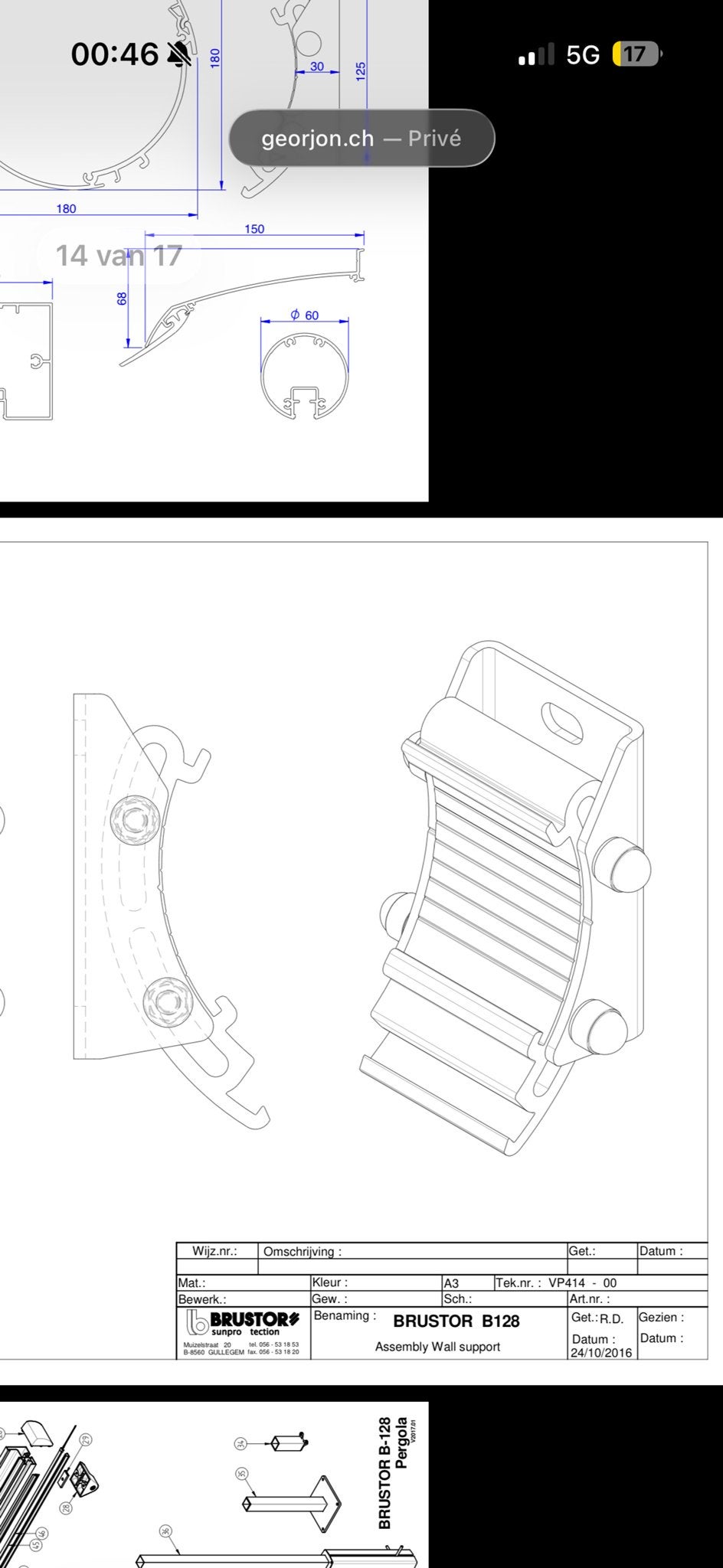 Brustor B128 Pergola Muursteunen, Tuin en Terras, Ophalen, Gebruikt