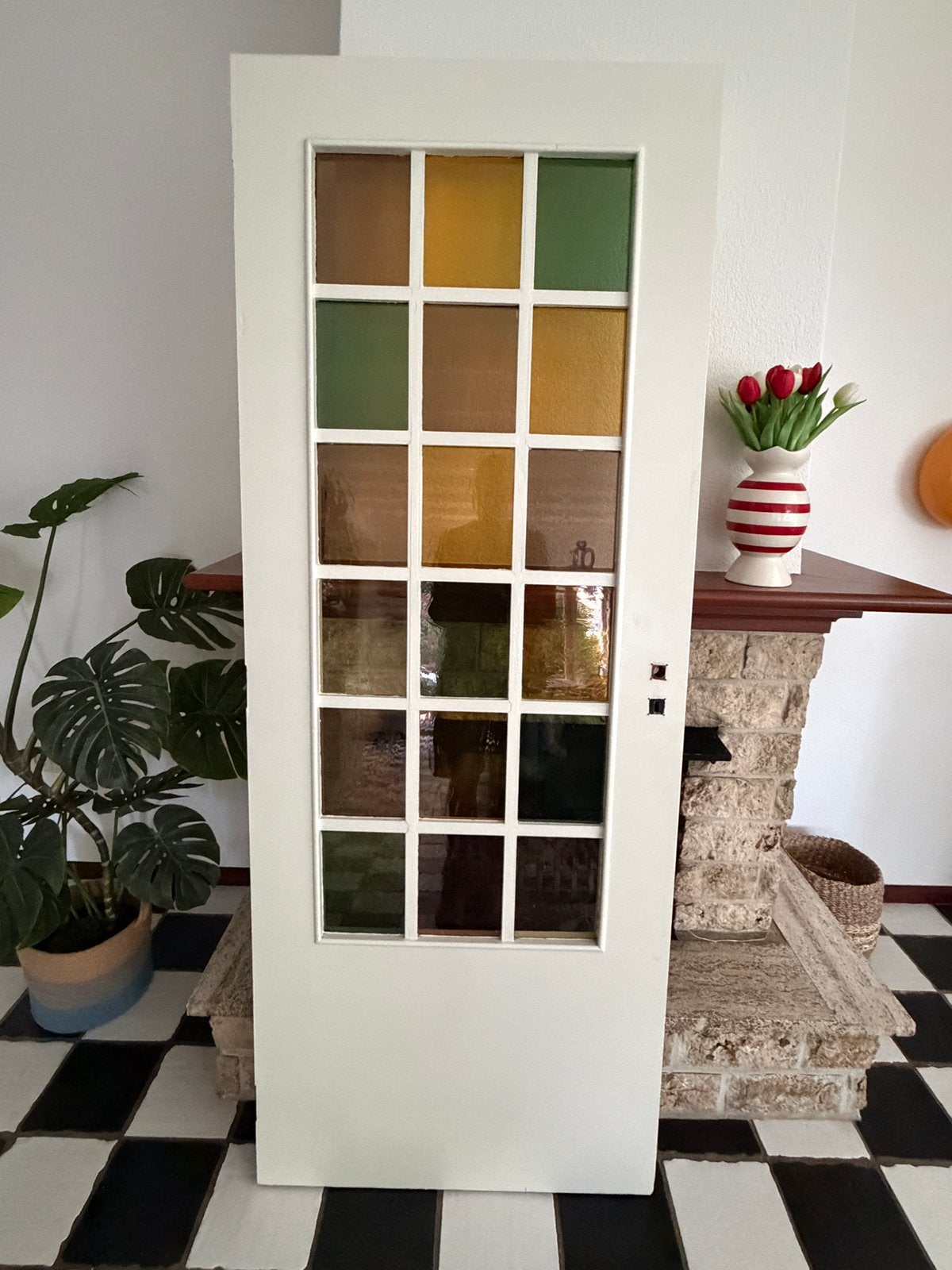 Binnendeur glas in lood stomp, Ophalen, Gebruikt, 80 tot 100 cm, Binnendeur