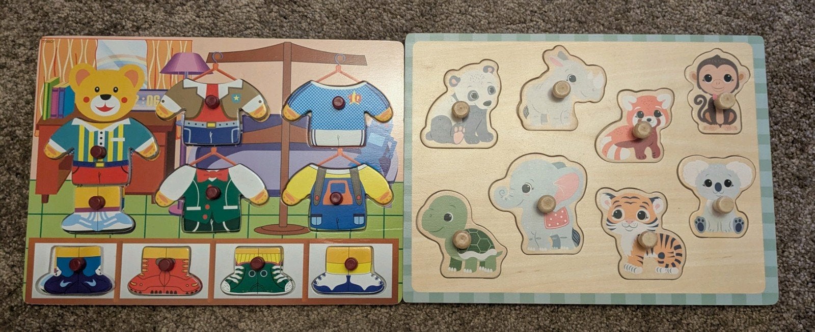 Houten puzzels kinder puzzel 2 stuks kinderpuzzel, Ophalen of Verzenden, Zo goed als nieuw, Van hout, Minder dan 10 stukjes