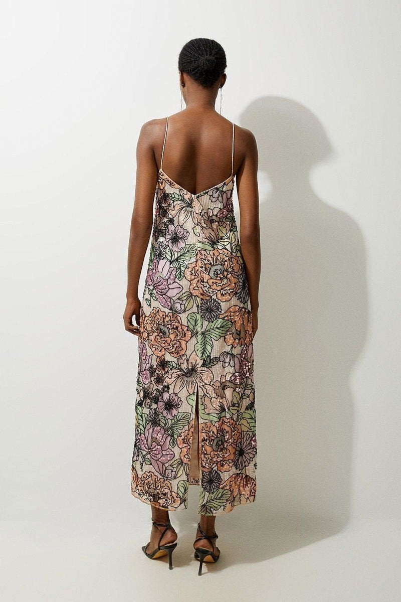 Geborduurde Maxi Jurk met Pailletten van Karen Millen, Kleding | Dames, Jurken, Maat 38/40 (M), Meerkleurig, Ophalen of Verzenden