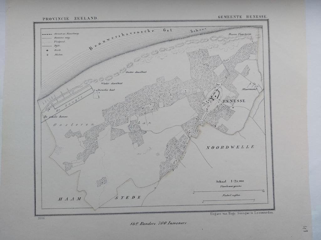 43 / Renesse Zeeland Litho uit 1866 van J. Kuyper, Ophalen of Verzenden