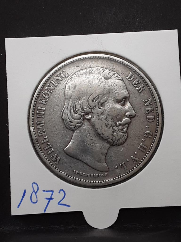 Rijksdaalder 1872 koning Willem III, Koning Willem III, Zilver, Ophalen of Verzenden, Losse munt