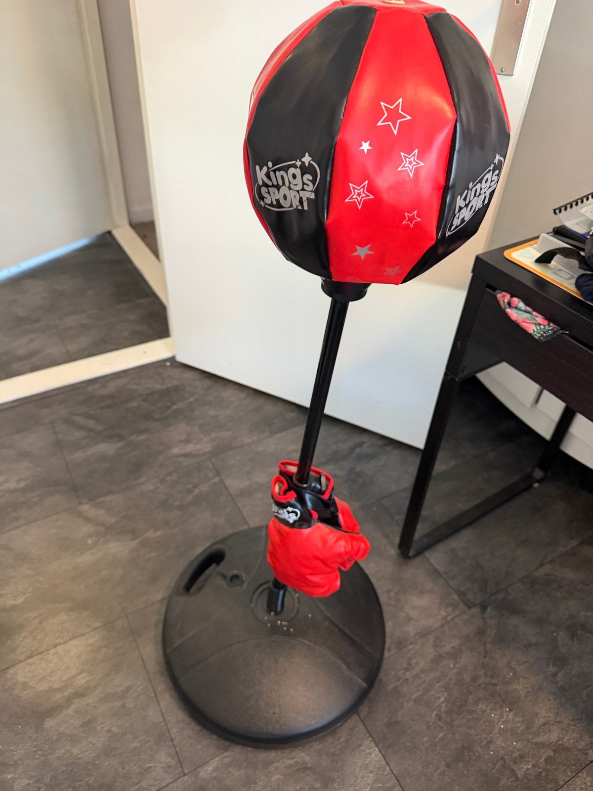 Kings Sport Boksbal met standaard en handschoenen, Ophalen, Gebruikt, Boksbal