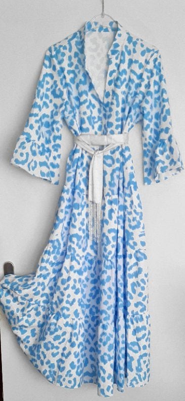 Prachtige midi zomerjurk met zwierige rok maat 44, Blauw, Maat 42/44 (L), Nieuw, Ophalen of Verzenden