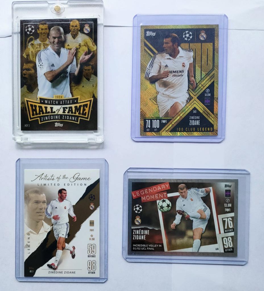 Zidane 4 x Hall of Fame & Club 100 Topps.. Real Madrid, Ophalen of Verzenden, Nieuw, Buitenlandse clubs, Poster, Plaatje of Sticker