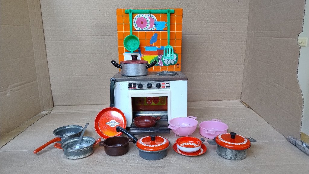 Vintage Fuchs speelgoedkeuken met pannen en accessoires, Ophalen of Verzenden