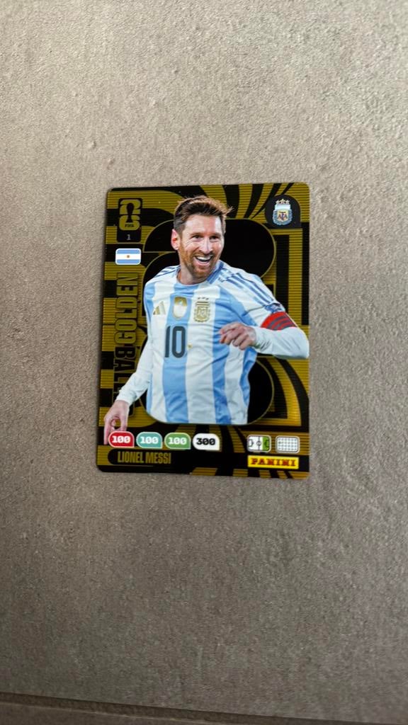 Wk 2026 Panini Golden Baller Lionel Messi, Ophalen of Verzenden, Zo goed als nieuw, Buitenlandse clubs, Poster, Plaatje of Sticker