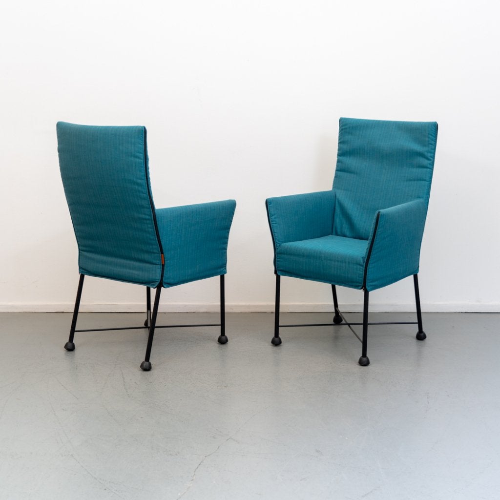 Montis Chaplin eetkamerstoelen blauwe stof, Niet ingevuld, Zo goed als nieuw, Niet ingevuld, Niet ingevuld