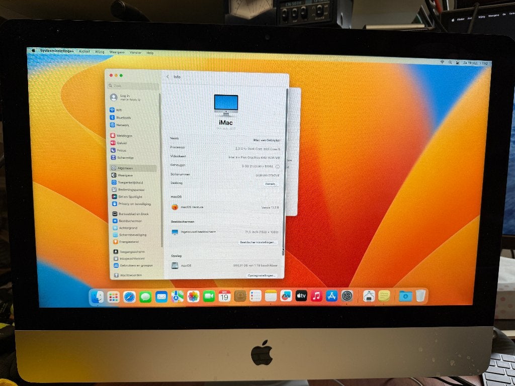 Imac 21inch i5 uit midden 2017 1TB ssd, incl toetsenbord, Ophalen, Gebruikt, 2 tot 3 Ghz, IMac
