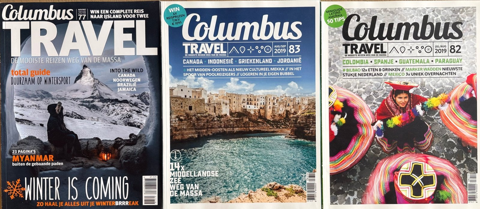 3 Columbus Travel tijdschriften - Reisgidsen 2018 & 2019, Boeken, Tijdschriften en Kranten, Ophalen of Verzenden, Zo goed als nieuw