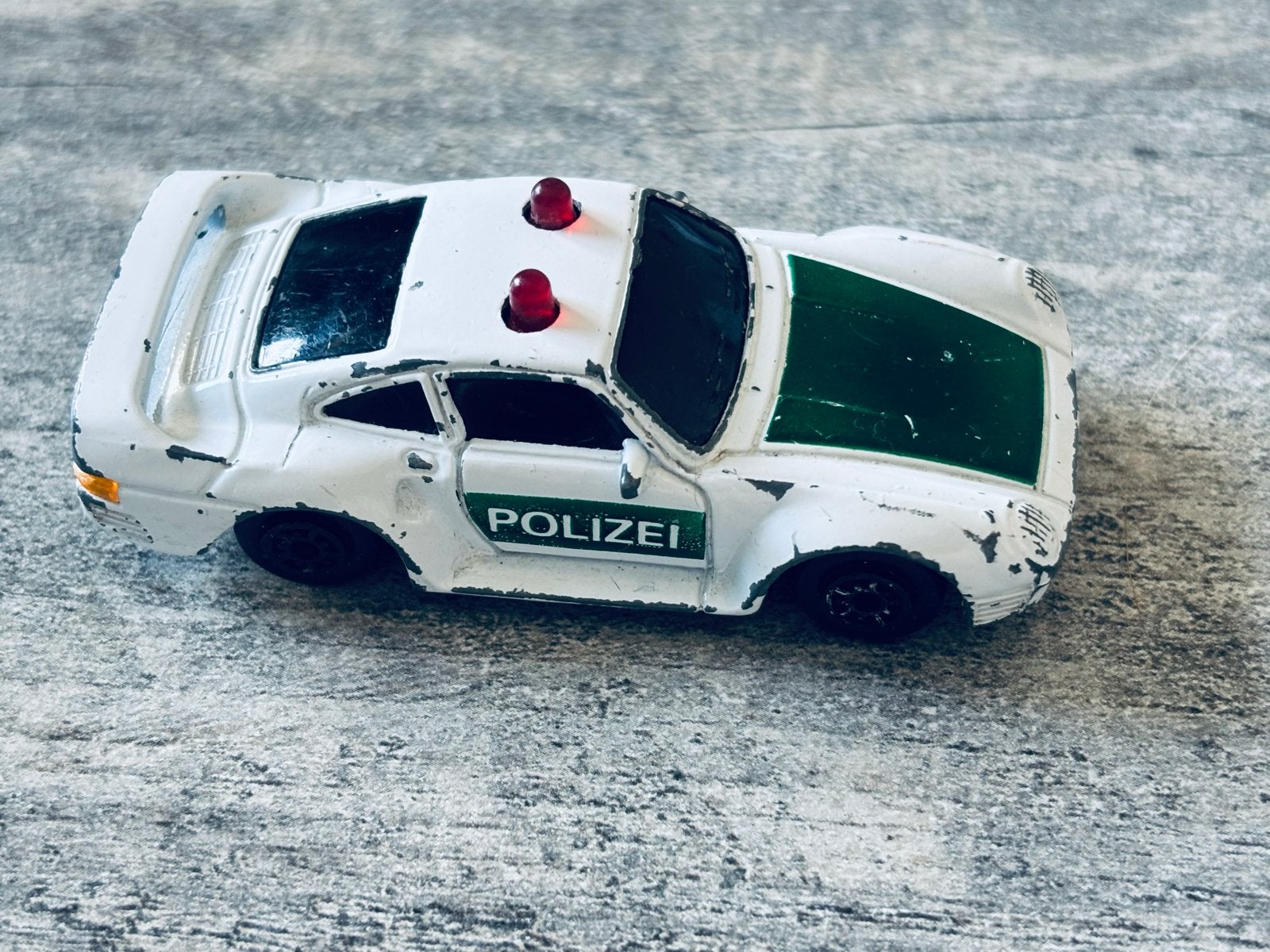 Vintage Speelgoedauto Politie Porsche - Made in China, Ophalen of Verzenden, Gebruikt
