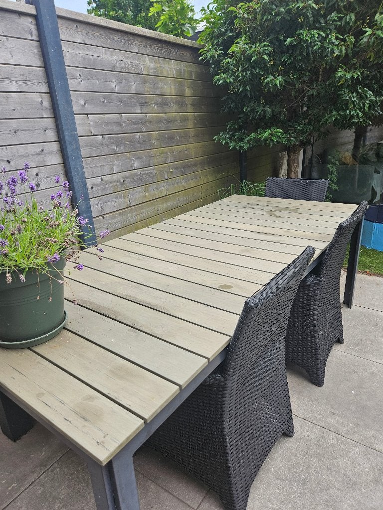 Tuintafel en 5 stoelen, Ophalen, Gebruikt, Rechthoekig, Overige materialen