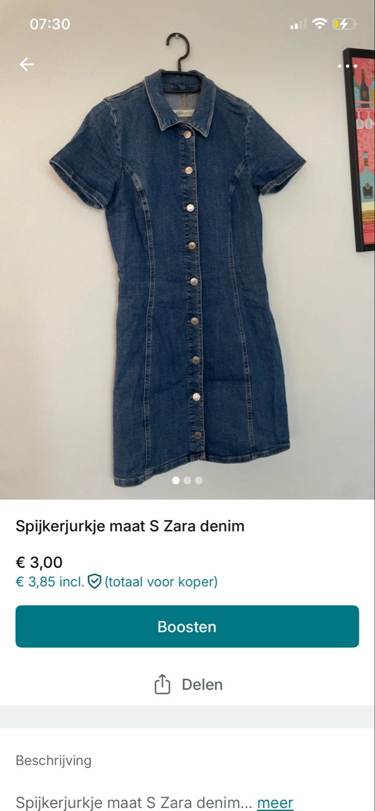 Zara Denim Spijkerjurkje Maat S, Blauw, Ophalen of Verzenden, Maat 36 (S), Gedragen