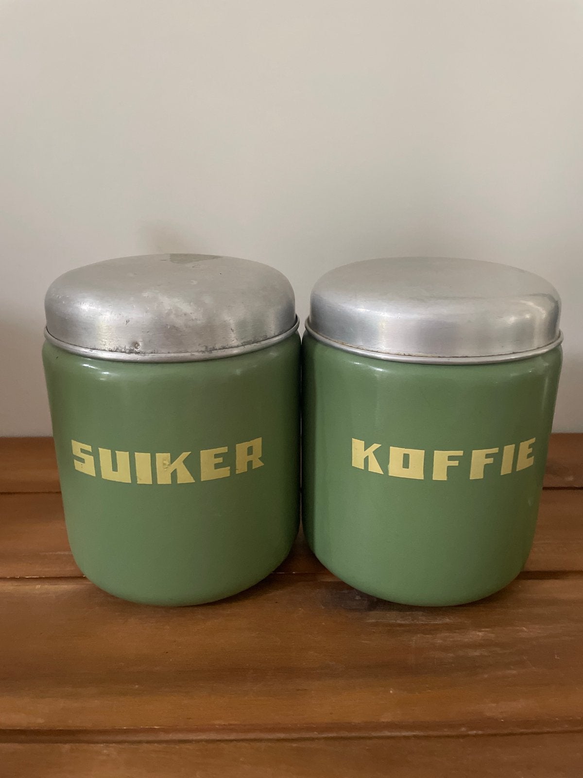 Vintage Suiker en Koffie Blikken Emaille, Ophalen of Verzenden