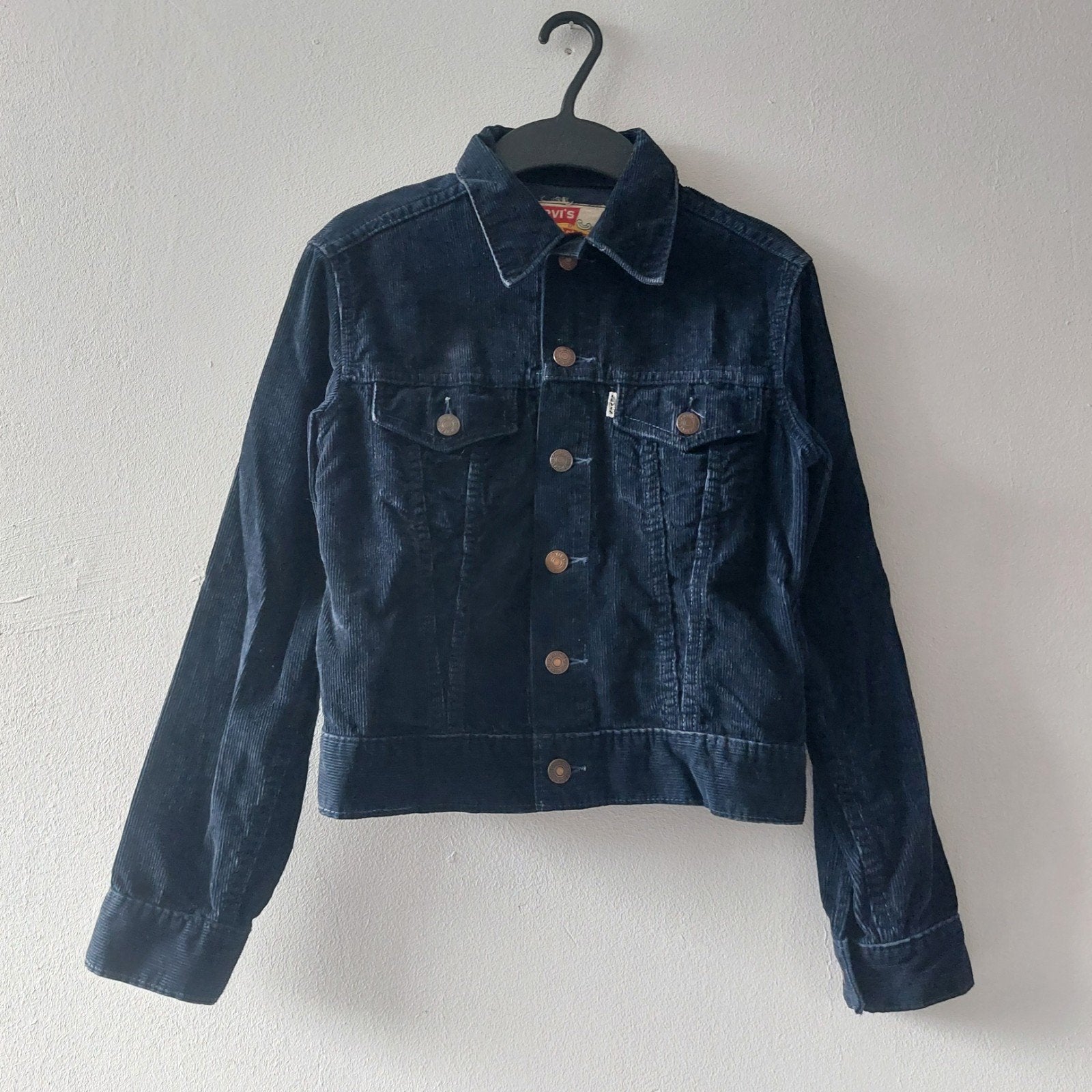 Vintage 60s Levis big E Slim Fit corduroy Trucker jacket, Ophalen of Verzenden, Gedragen, Blauw, Levi's