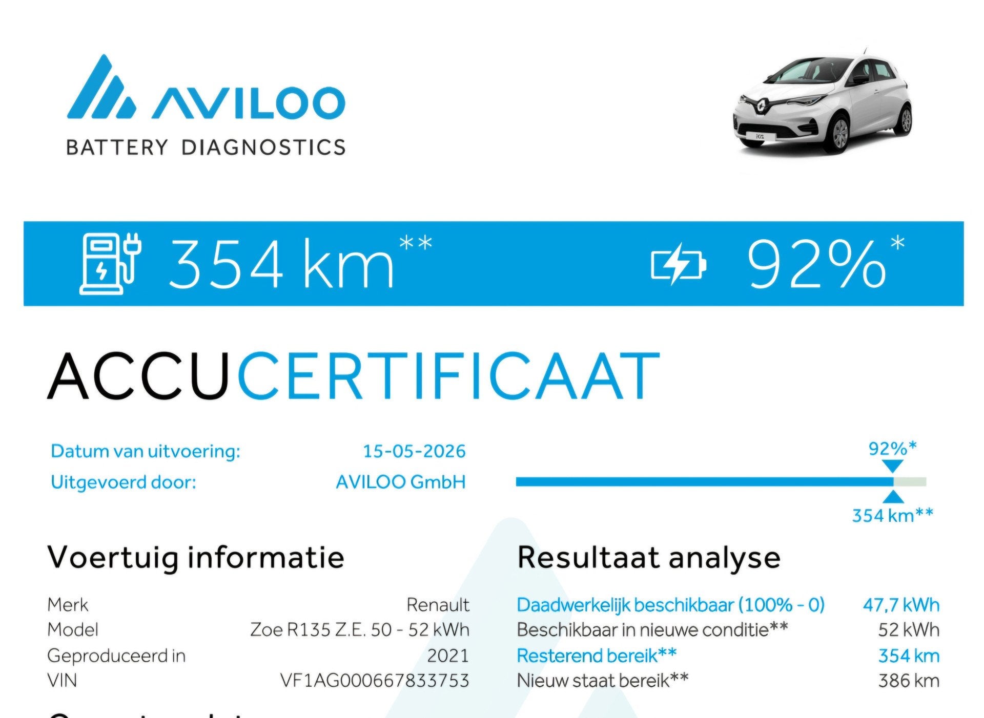 Renault ZOE R135 Intens 52 kWh KoopAccu | Snellader | 92 SOH, 136 pk, Gebruikt, Zwart, Leder en Stof