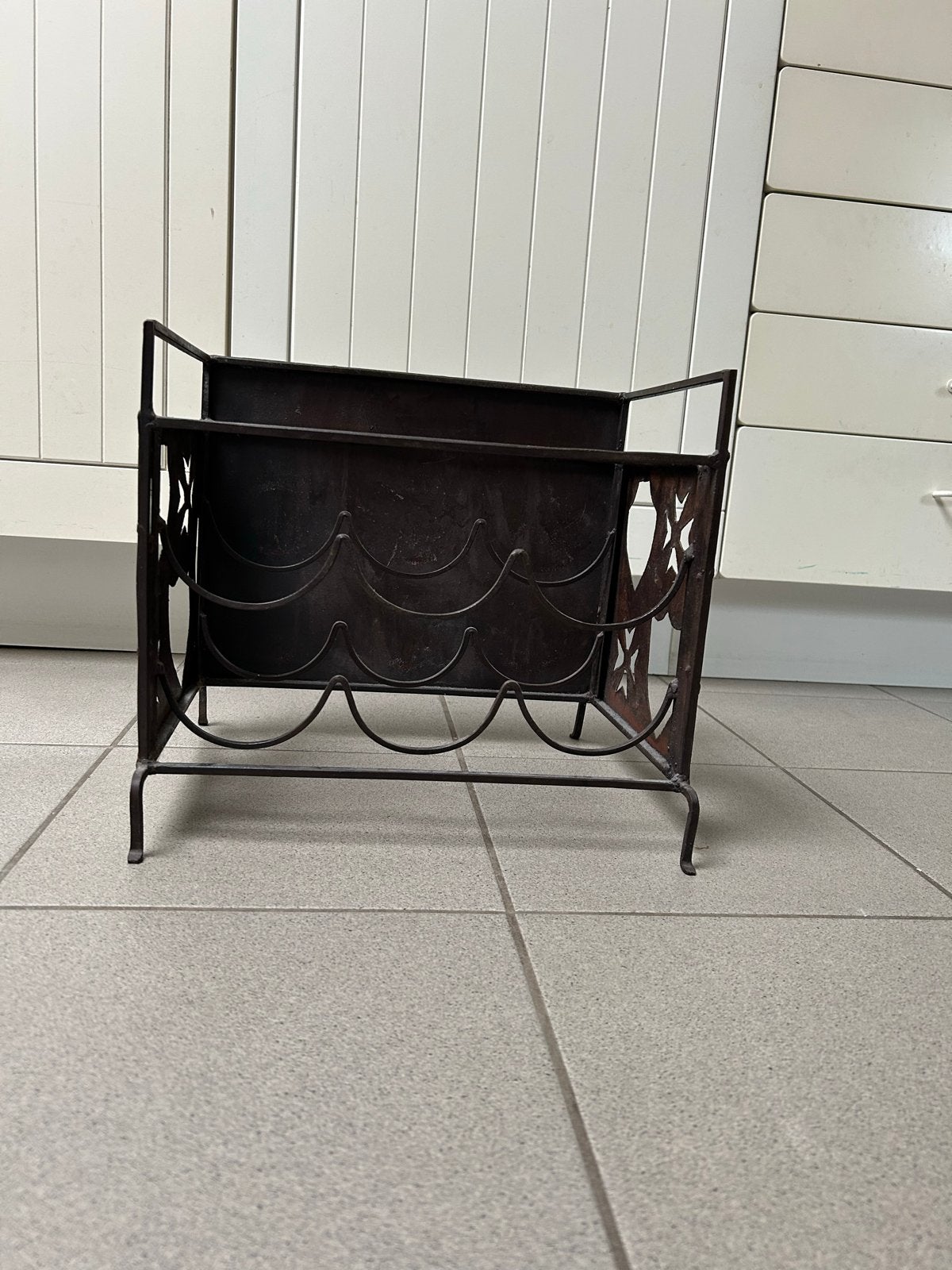Wijnrek van smeedijzer - Vintage stijl, Ophalen, Gebruikt, 5 tot 15 flessen, Metaal
