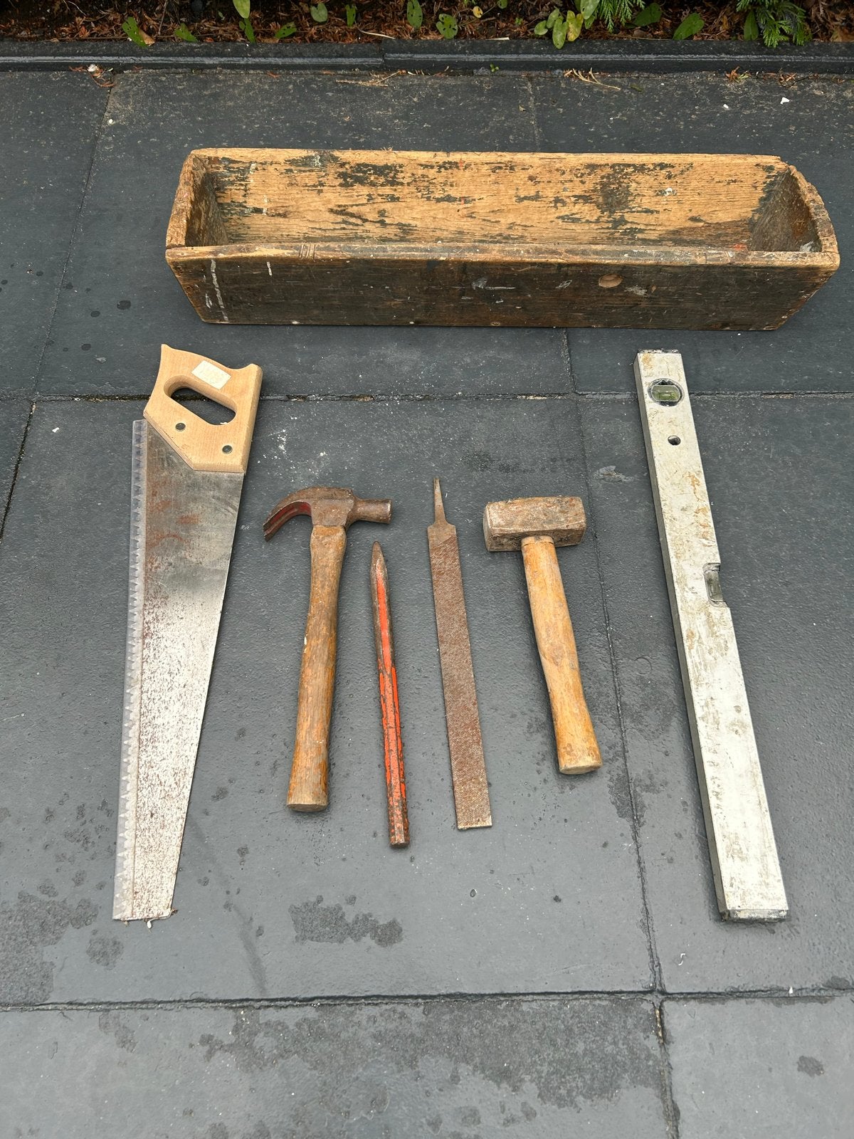 Vintage gereedschap set met houten kist, Ophalen