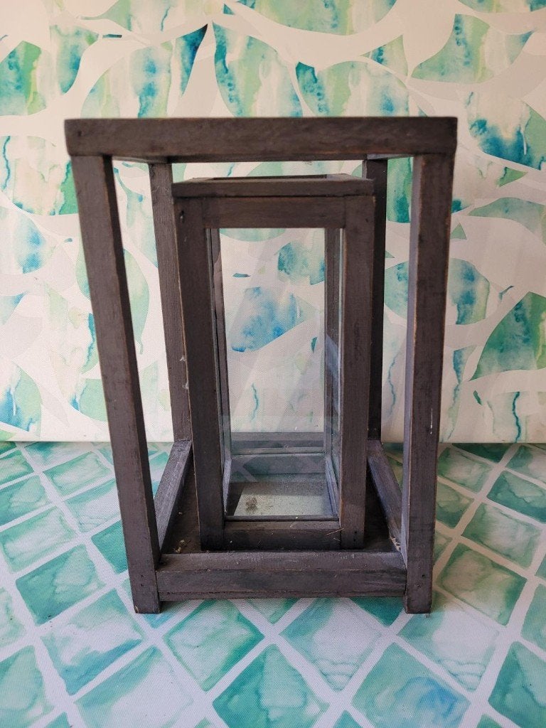 Mooie houten lantaarn 20x20 x 31 cm van 25, nu maar 10 euro, Lantaarn, ., Zwart, Nieuw