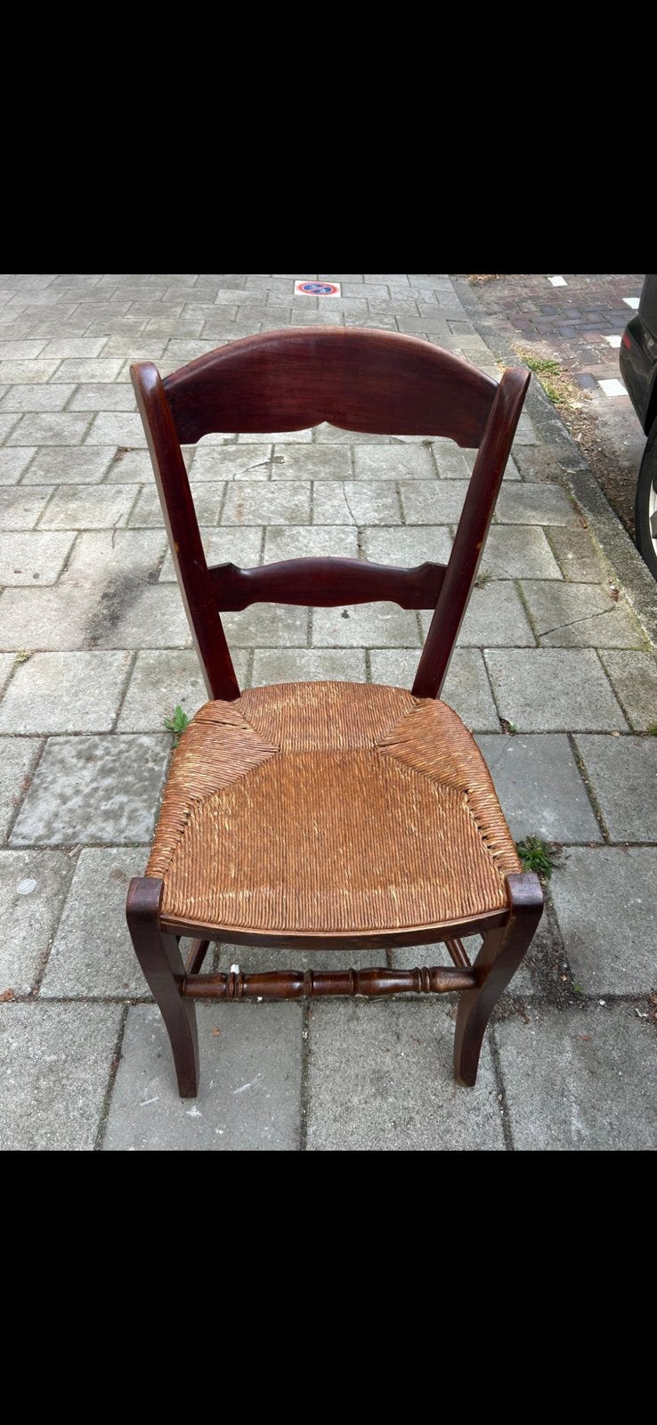 6x boeren eetkamerstoel hout riet landelijk brocante antiek, Ophalen