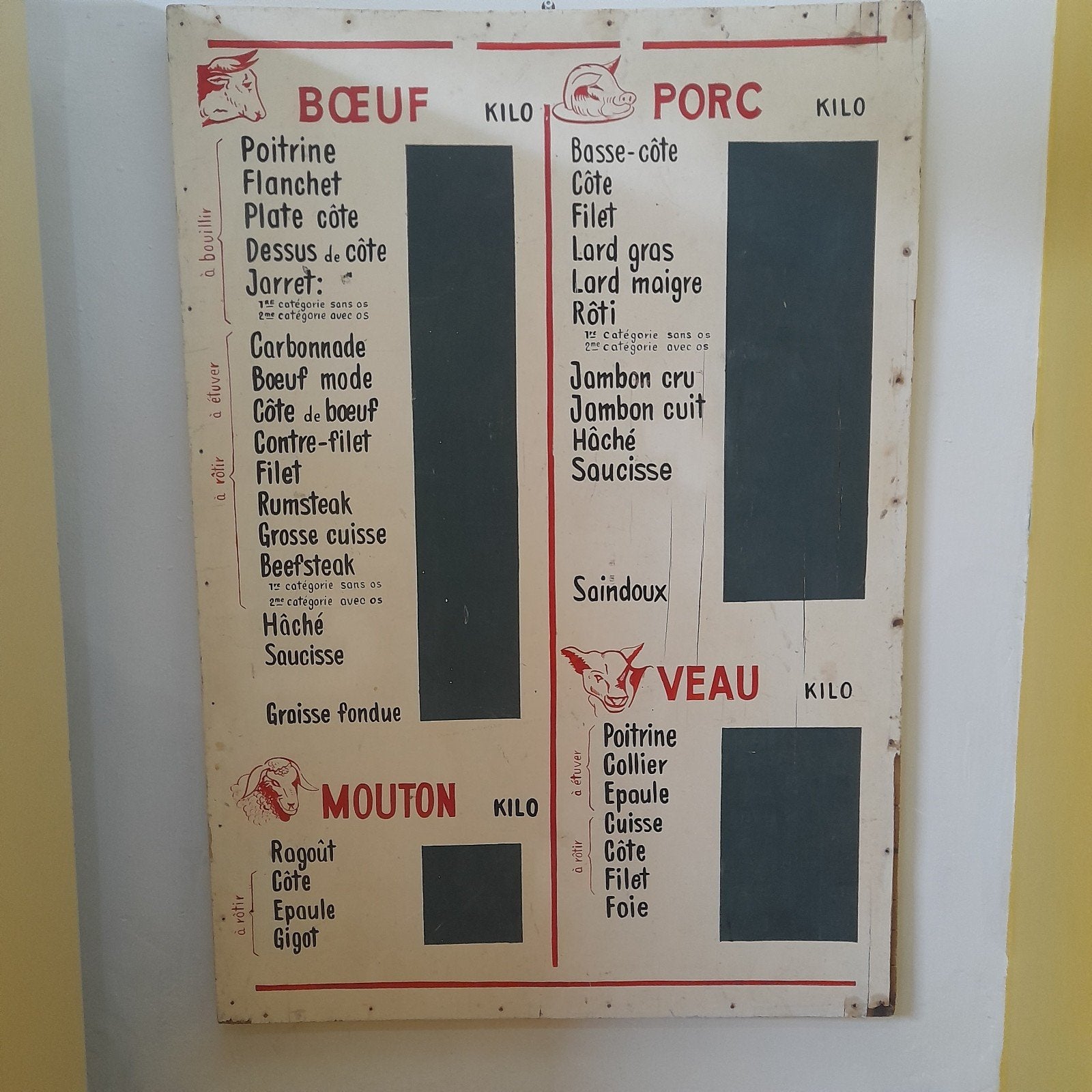 Vintage Reclamebord Franse slagerij voor in de keuken!, Ophalen