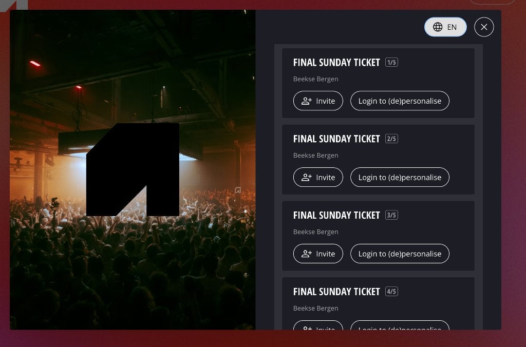 5x Awakenings Sunday Zondag Ticket, Drie personen of meer