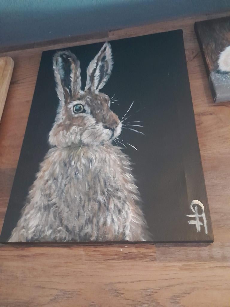 Schilderij haas, Huis en Inrichting, Ophalen of Verzenden, Zo goed als nieuw