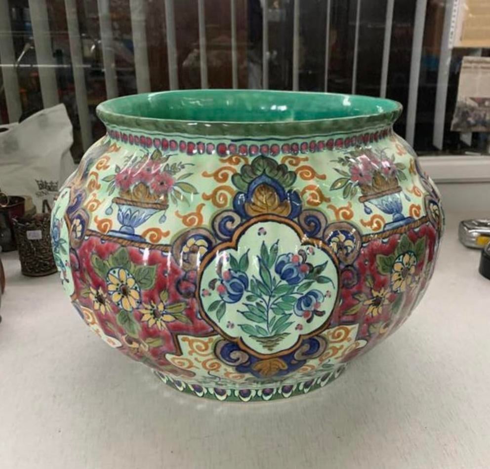 Bloempot grote koninklijke plateelbakkerij Gouda Holland, Ophalen of Verzenden