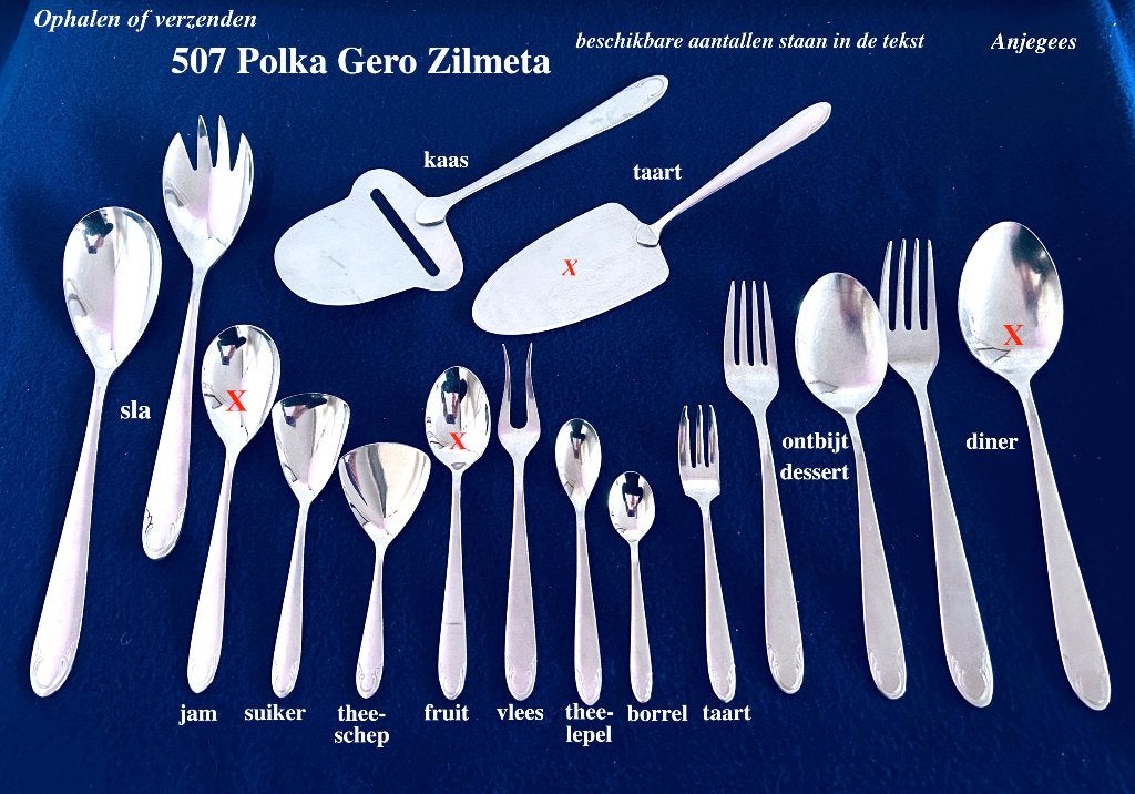 507 Polka 68 delen € 75  ÓF p/s Gero Zilmeta rvs bestek, Antiek en Kunst, Ophalen