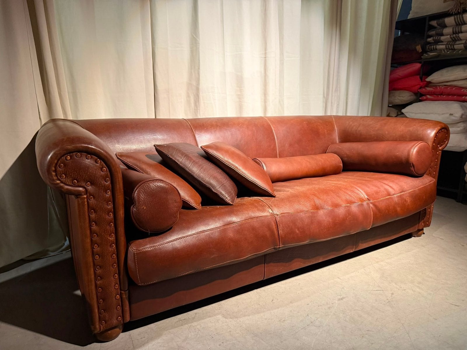 Baxter Bank Alfred P - Luxe Leren Bank, Italie, Gebruikt, Stoer vintage design, Driepersoons