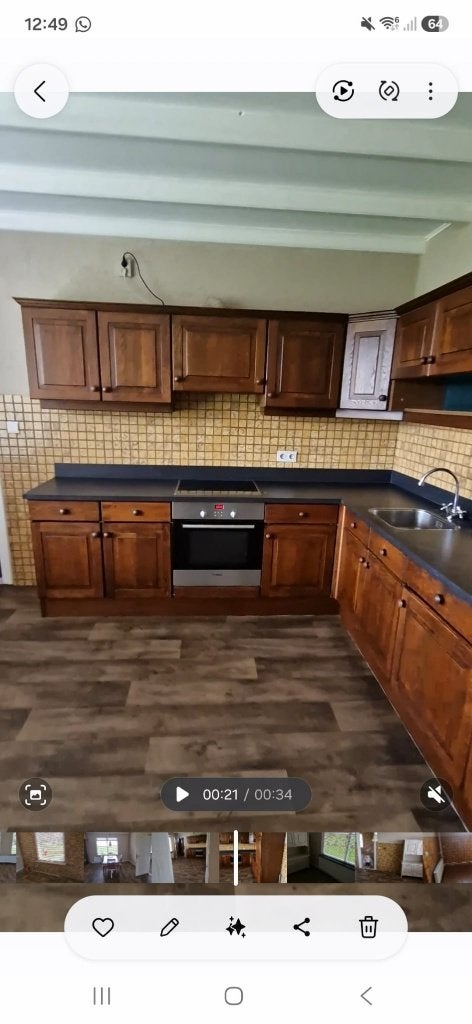 Houten hoek keuken, Huis en Inrichting, Keuken | Complete keukens, Ophalen, Gebruikt, Bruin, Hoekkeuken