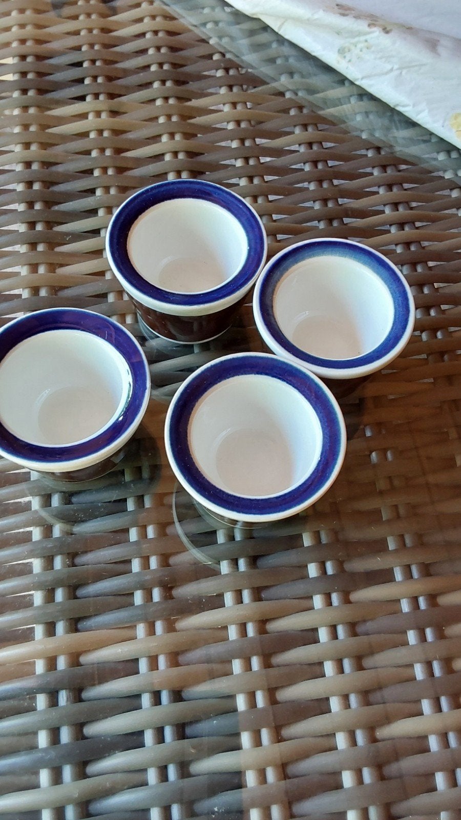 4 vintage Rörstrand Amanda eierdopjes, gebruikt, Antiek en Kunst, Antiek | Keramiek en Aardewerk, Ophalen of Verzenden
